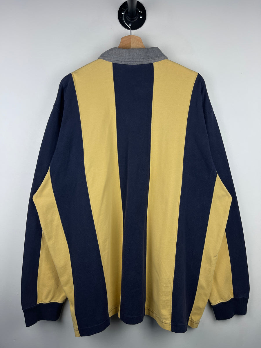 Vintage 90s Polo Ralph Lauren Striped Navy & Yellow Polo Rugby