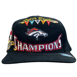Vintage 90s NFL Logo Athletic Denver Broncos Super Bowl Champions Black Snapback Hat