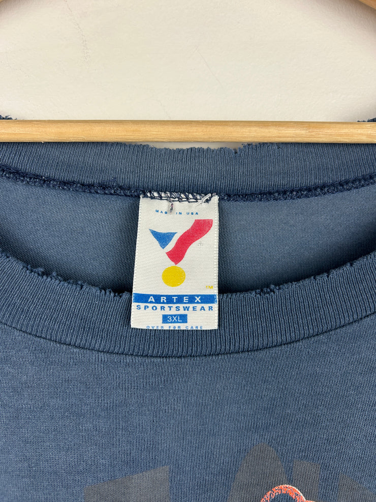 Vintage 90s Syracuse University Thrashed Faded Navy Tee
