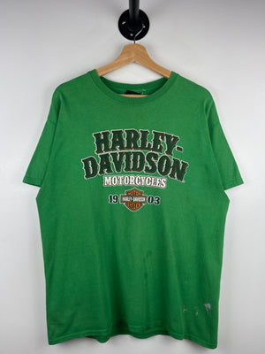 Vintage Harley Davidson Skull Illinois Green Tee
