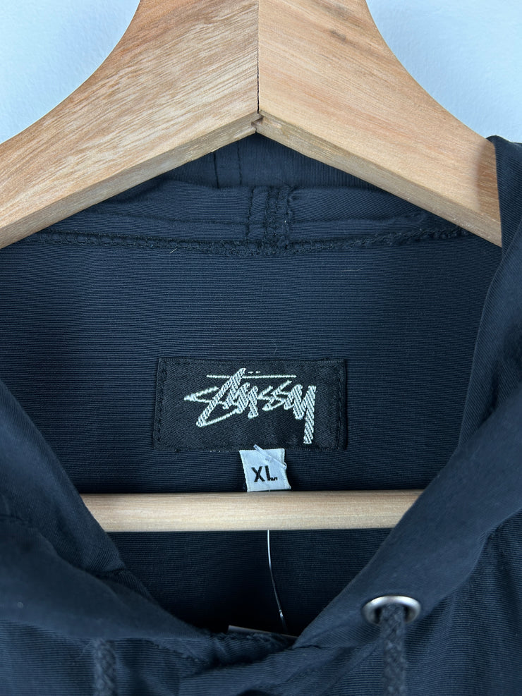 Vintage 80s Stussy Spellout Black Anorak Nylon Jacket