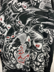 Vintage 90s Jarvis Ace Skull All Over Print Black Tee