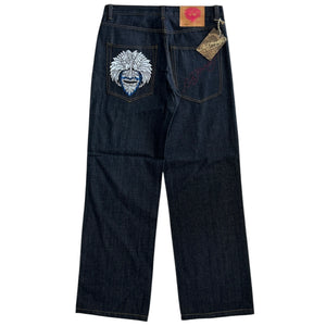 Vintage Y2K Ed Hardy Barong Embroidered Baggy Blue Denim Jeans