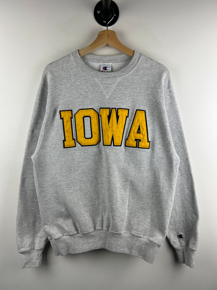 Vintage 90s Champion Iowa Embroidered Grey Crewneck