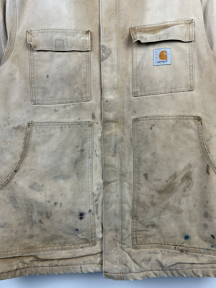 Vintage 90s Carhartt Arctic Blanket Lined Beige Work Jacket