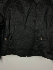 Vintage 80s Sears The Leather Shop Dark Brown Cropped Leather Jacket