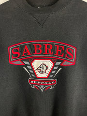 Vintage 90s NHL Buffalo Sabres Embroidered Black Crewneck