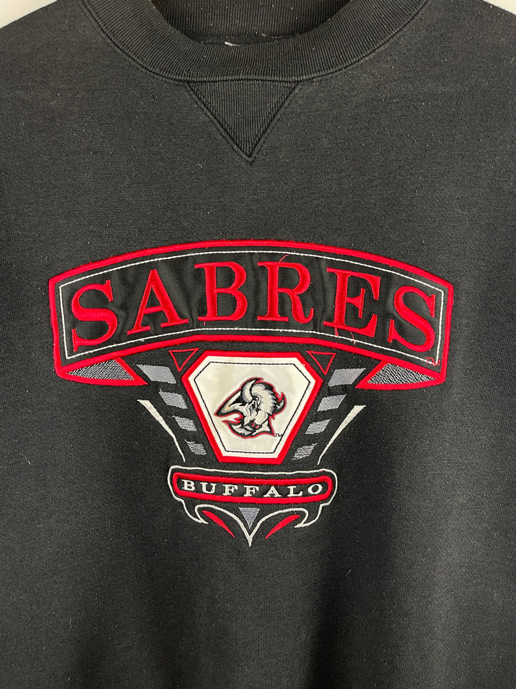 Vintage 90s NHL Buffalo Sabres Embroidered Black Crewneck