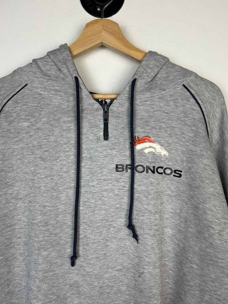 Vintage 90s NFL Denver Broncos Grey Quarter Zip Hoodie