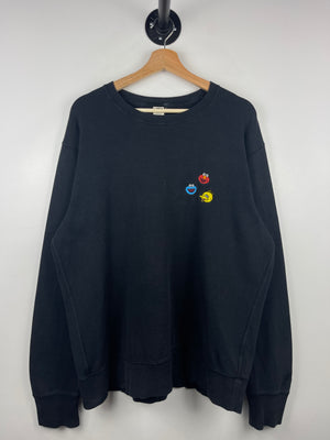 Kaws Sesame Street Elmo Cookie Monster Big Bird Black Crewneck