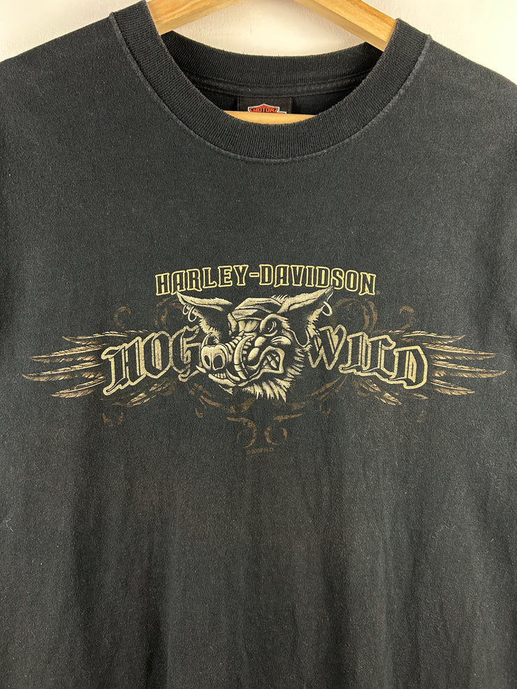 Vintage Harley Davidson Hog Wild Pig Amsterdam Black Tee