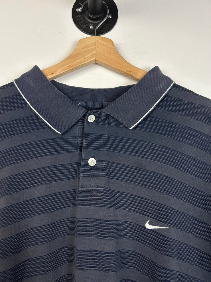 Vintage Y2K Nike Golf Striped Navy Polo Shirt