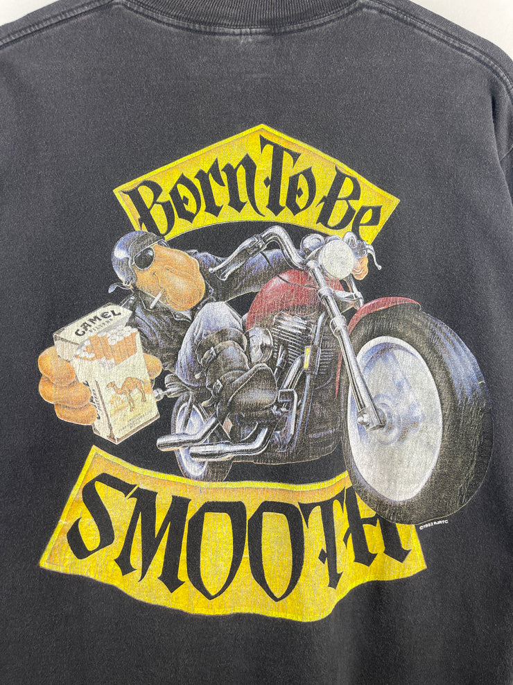 Vintage 90s Camel Smokes Born To Be Smooth Motorcycle Black Long Sleeve