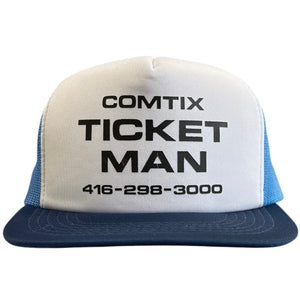 Vintage 90s Comtix Ticket Man Blue Trucker Snapback Hat