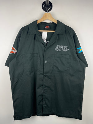 Vintage Harley Davidson Bahamas Embroidered Black Button Up Short Sleeve Shirt