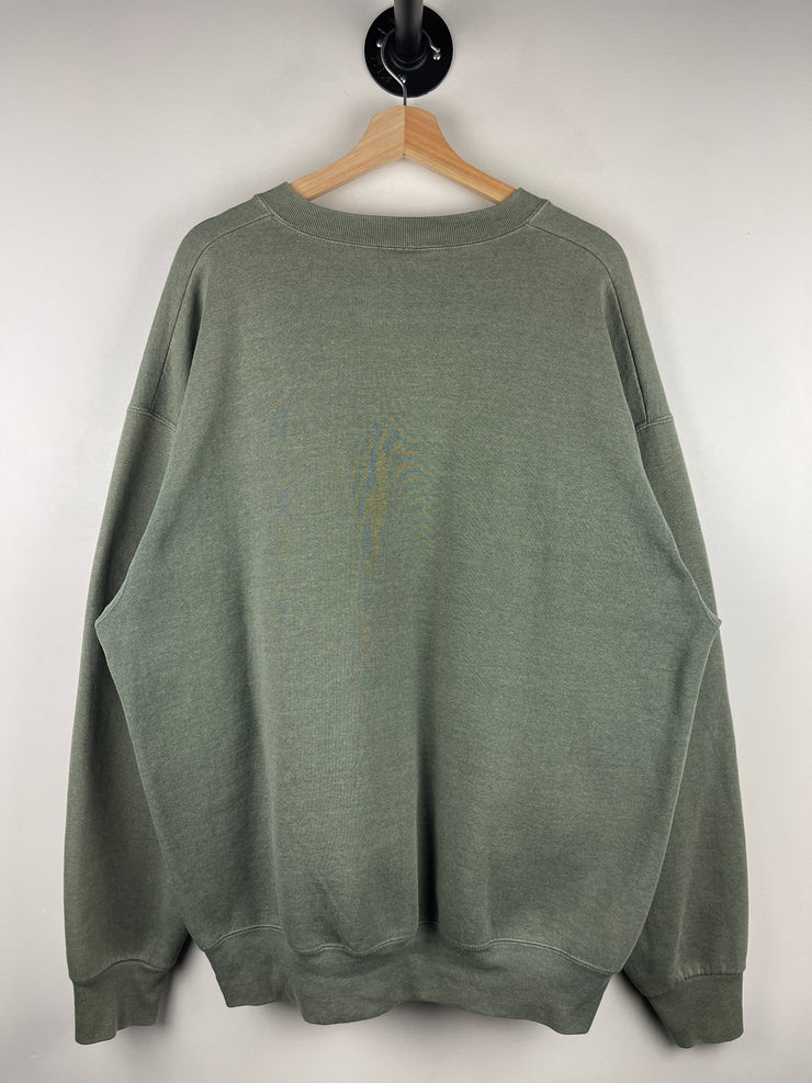 Vintage 90s Members Mark Blank Faded Olive Crewneck
