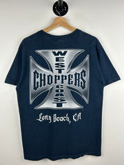 Vintage West Coast Choppers Long Beach Chrome Logo Navy Tee
