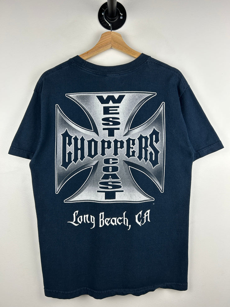 Vintage West Coast Choppers Long Beach Chrome Logo Navy Tee
