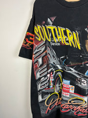 Vintage 2000 Nascar Dale Earnhardt Southern All Over Print Black Tee