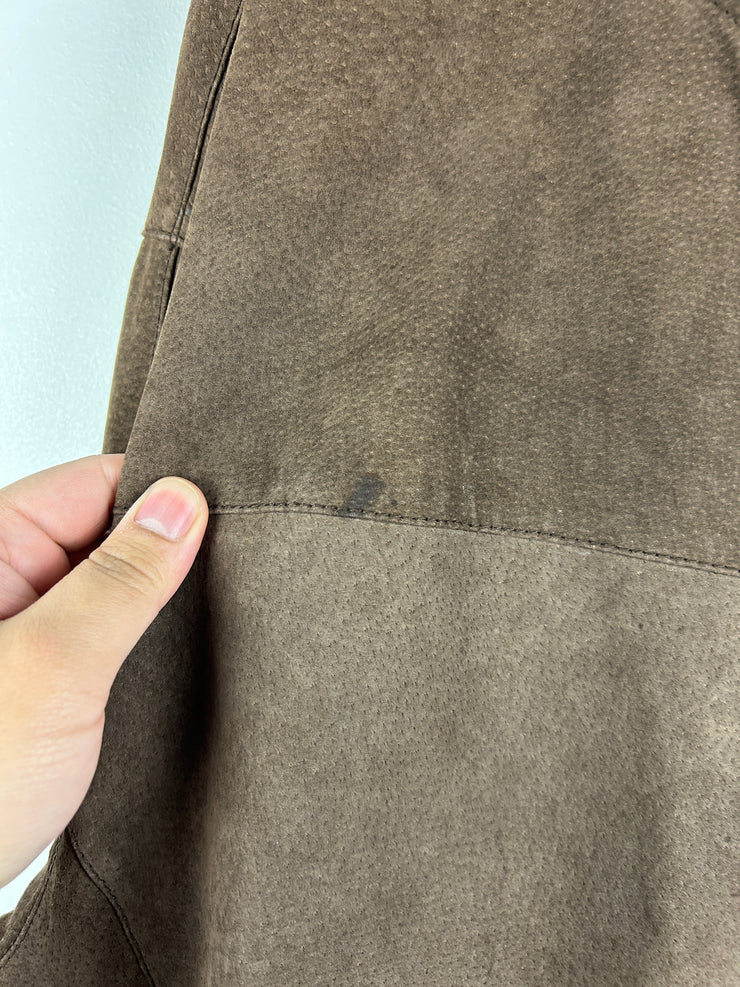 Vintage Brown Suede Leather Bomber Jacket