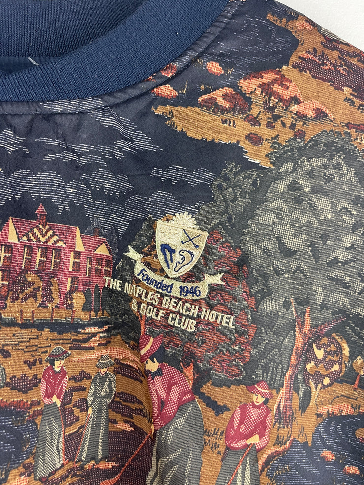 Vintage 90s Golf Napels Beach Club All Over Print Reversible Pullover Windbreaker