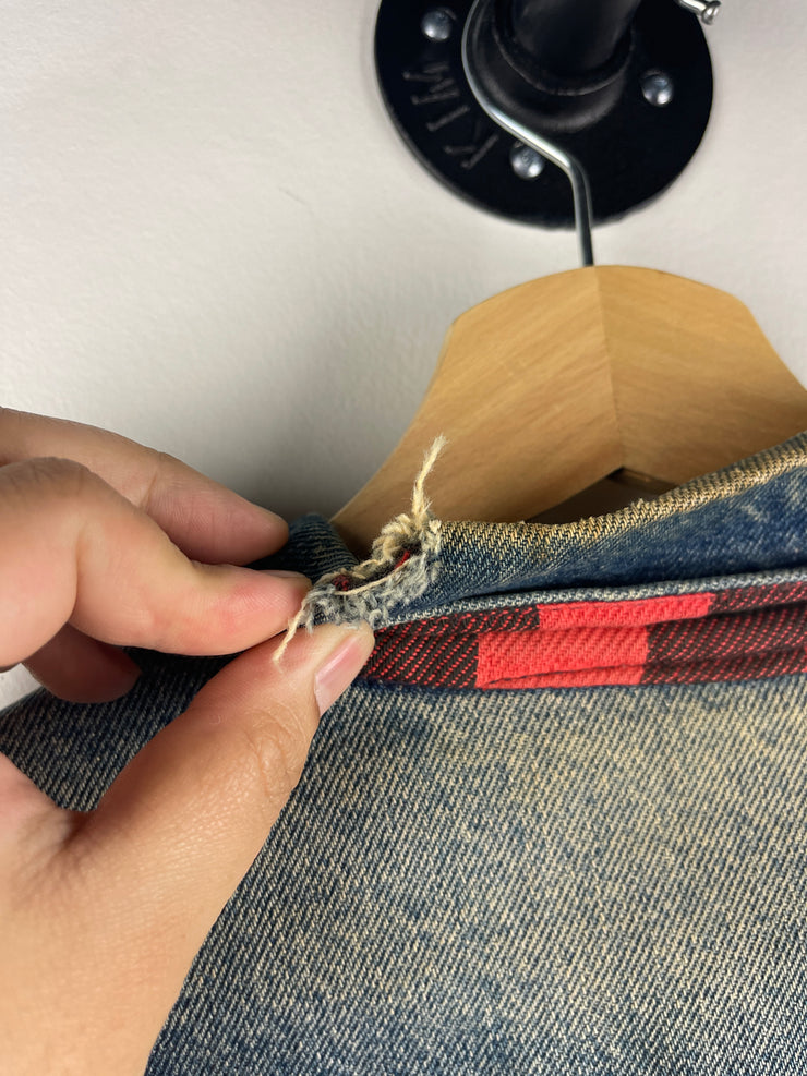 Vintage 80s Levis Denim Blanket Lined Collar 70411 Blue Jacket