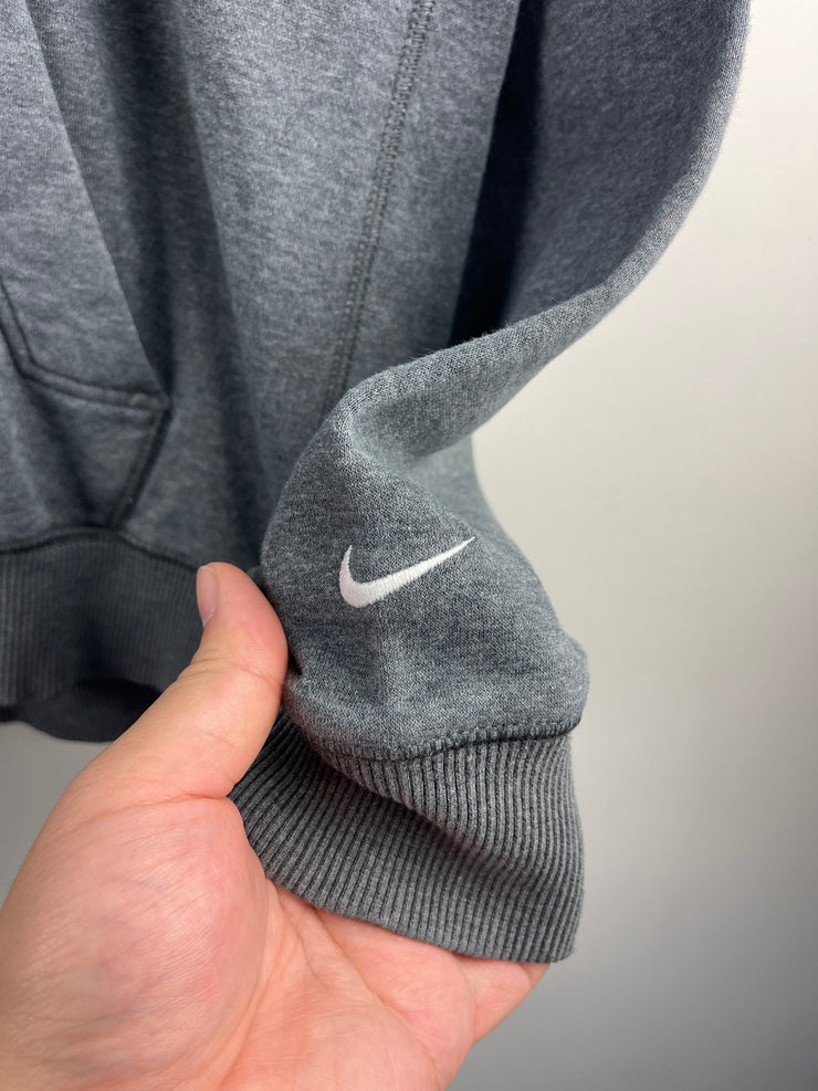 Vintage Nike Spellout Embroidered Charcoal Grey Hoodie