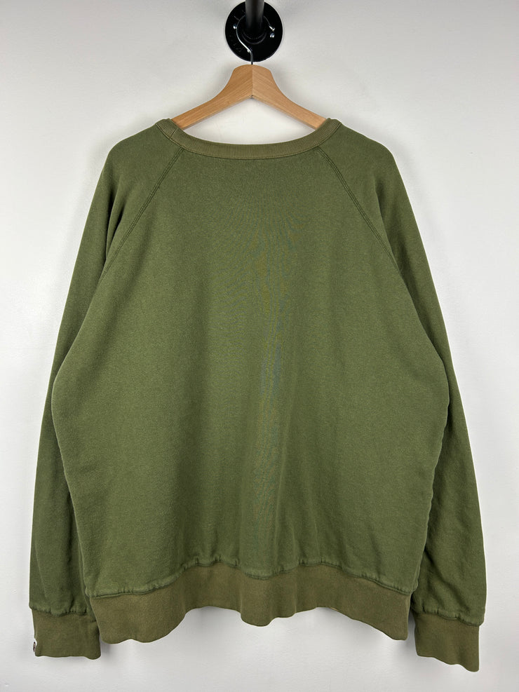 Bape Spellout Camo Reversible Olive Crewneck