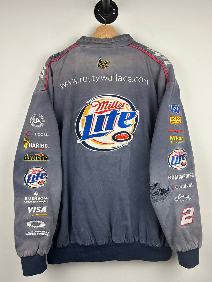 Vintage 90s Nascar Chase Miller Lite Faded Navy Racing Jacket