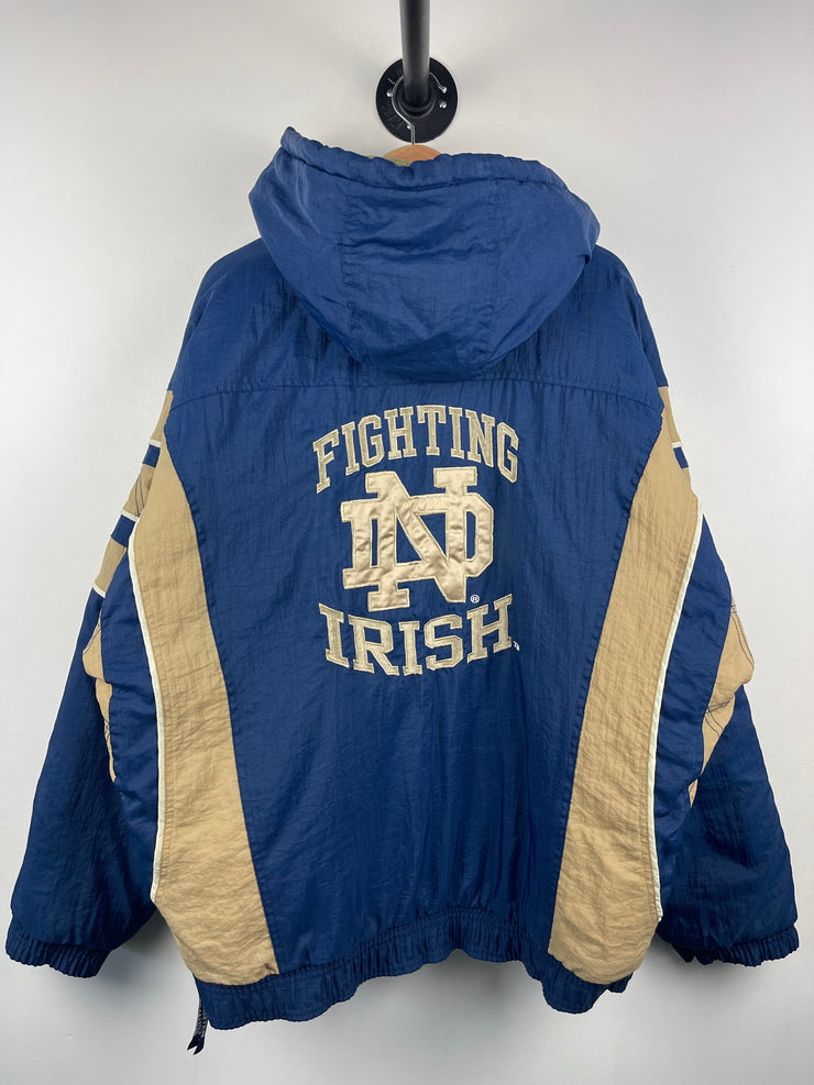 Vintage 90s Starter Notre Dame Fighting Irish Navy Pullover Hooded Jacket