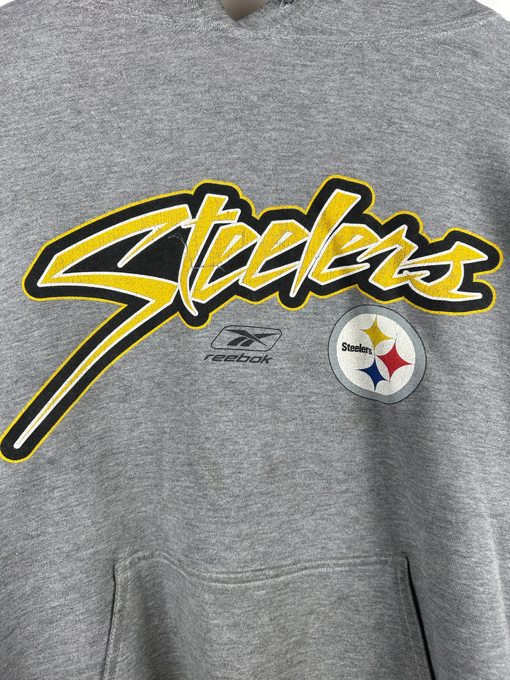 Vintage NFL Reebok Pittsburgh Steelers Grey Hoodie