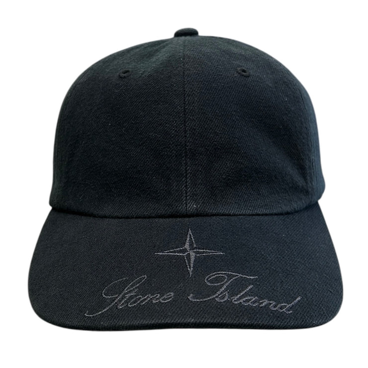 Supreme X Stone Island FW23 Black Denim 6 Panel Strapback Hat
