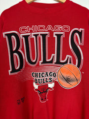 Vintage 90's Logo 7 Chicago Bulls Red Crewneck