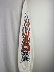 Vintage West Coast Choppers Flames Skull White Long Sleeve