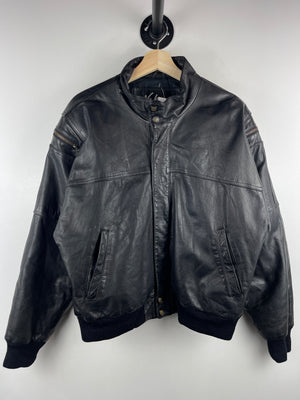 Vintage 90s Niki Black Leather Bomber Jacket