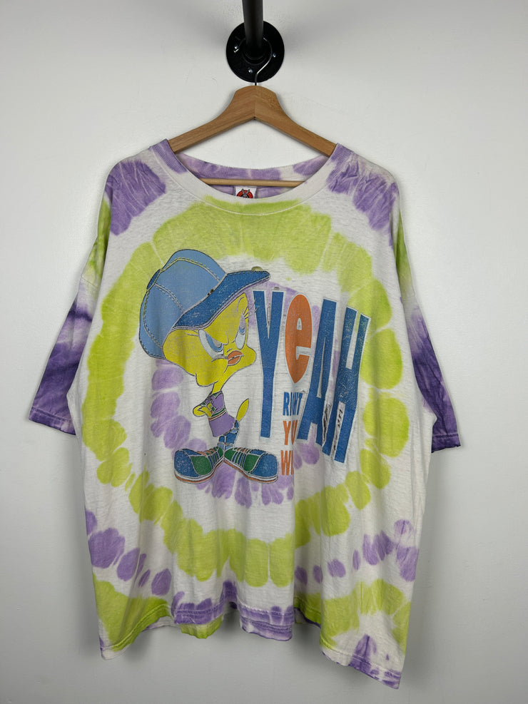 Vintage 90s Looney Tunes Yeah Right You Wish Tie Dye Tee