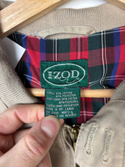 Vintage 90s Izod Plaid Lined Beige Harrington Jacket