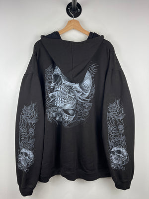 Vintage Who Wants To Live Forever Skull Spider Web Black Zip Up Hoodie
