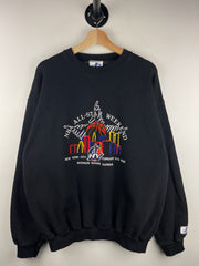 Vintage 90s NBA Logo Athletic All Star Weekend New York Embroidered Black Crewneck