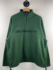 Vintage Old Navy Spellout Green Quarter Zip Fleece Sweater