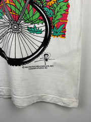 Vintage 90s Betty Boop Biking With Betty All Over Print White Tee