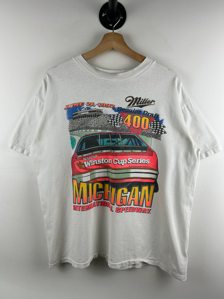 Vintage 90s Nascar Winston Cup Series Michigan Speedway White Tee