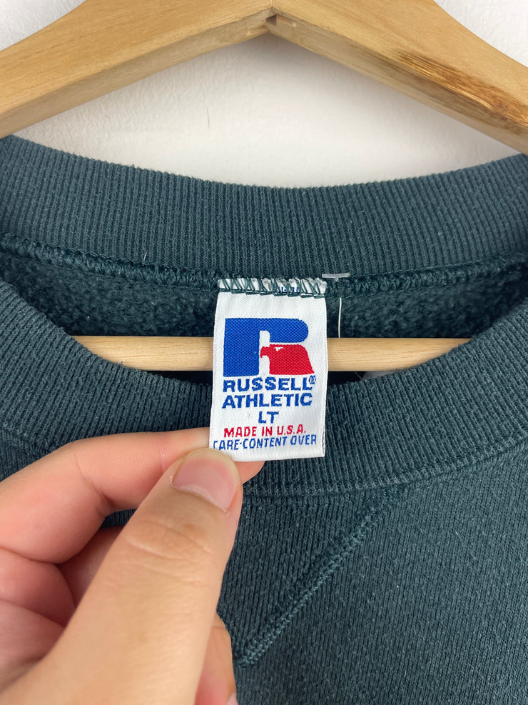 Vintage 90s Russell Athletic Blank Green Crewneck