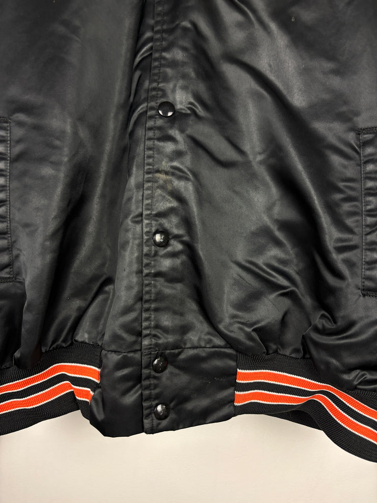Vintage 80s NFL Chalk Line Cincinnati Bengals Black Satin Bomber Jacket