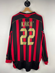 Vintage 2006 Adidas AC Milan Kaka Home Long Sleeve Soccer Jersey