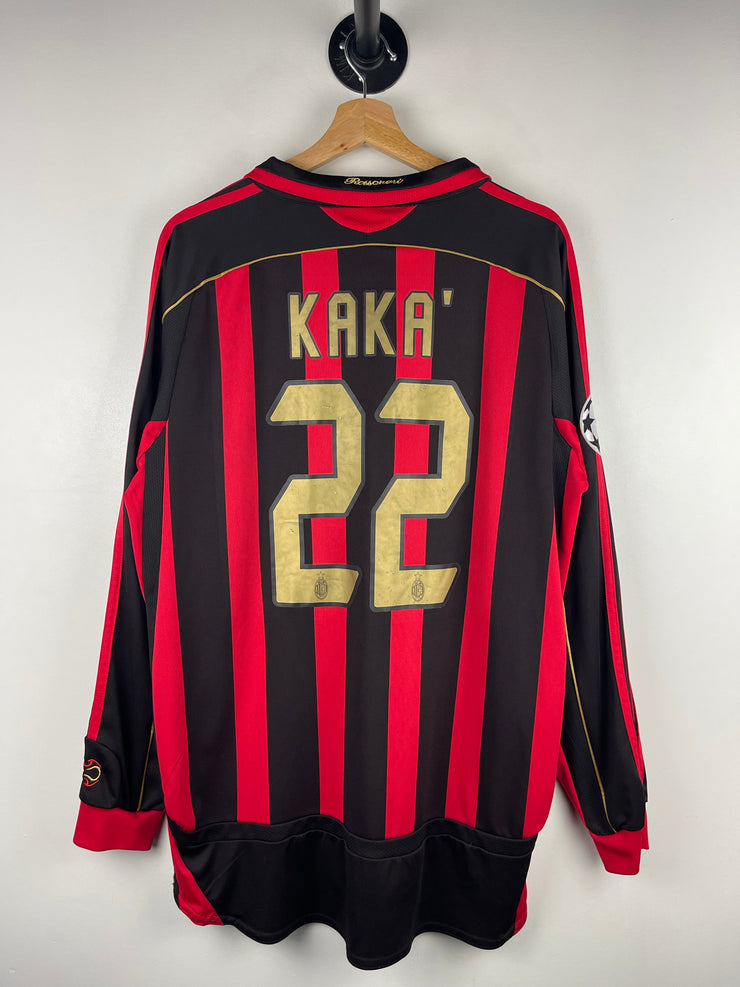 Vintage 2006 Adidas AC Milan Kaka Home Long Sleeve Soccer Jersey