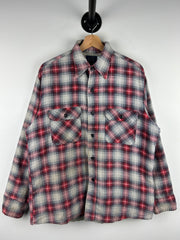 Vintage 70s Sears Made In USA Red & White Checkered Flannel Shirt