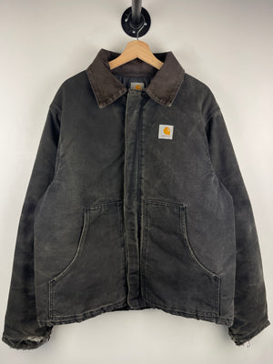 Vintage 90s Carhartt Cropped Arctic Faded Black Work Jacket J22 BLK