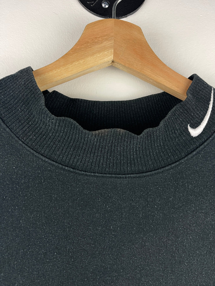 Vintage 90s Nike Spellout Swoosh Black Crewneck