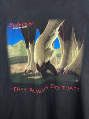 Vintage 90s Budweiser Beer Football They Always Do That Black Tee